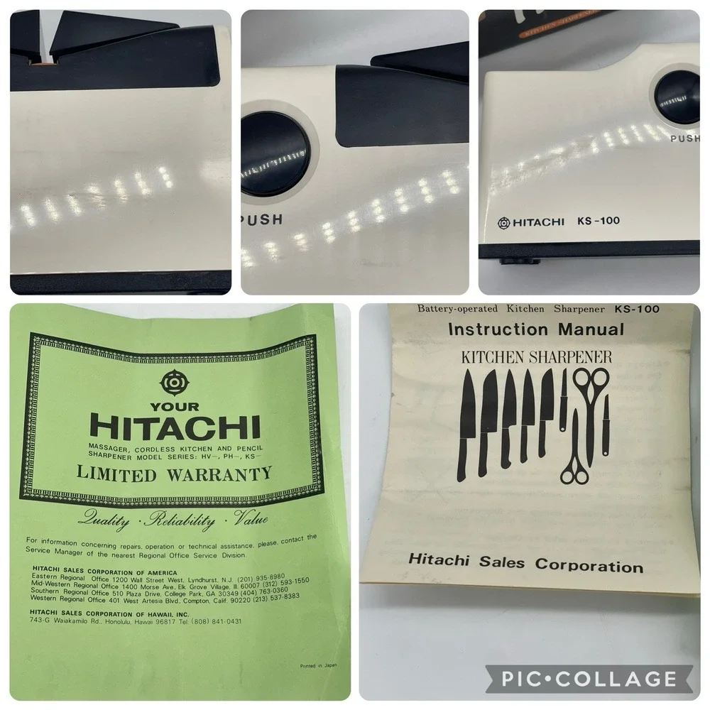 VTG Hitachi KS-100 Cordless Knife Sharpener White Battery‎ Operated Japan Tested